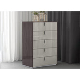 Whiteline Modern Living Berlin Chest Drawers - CD1754-CNUT/LGRY